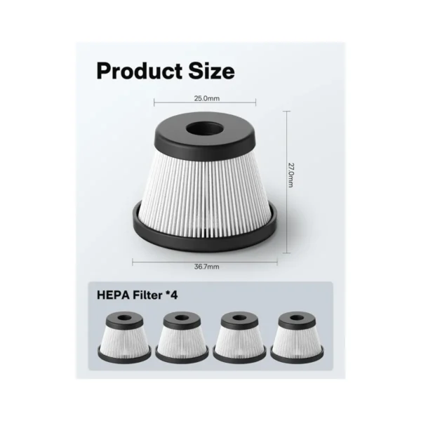 HOTO - Replacement HEPA Filter (S) 4-Pack for compressed air capsule